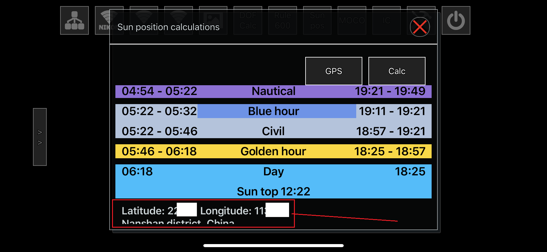 GPS info display