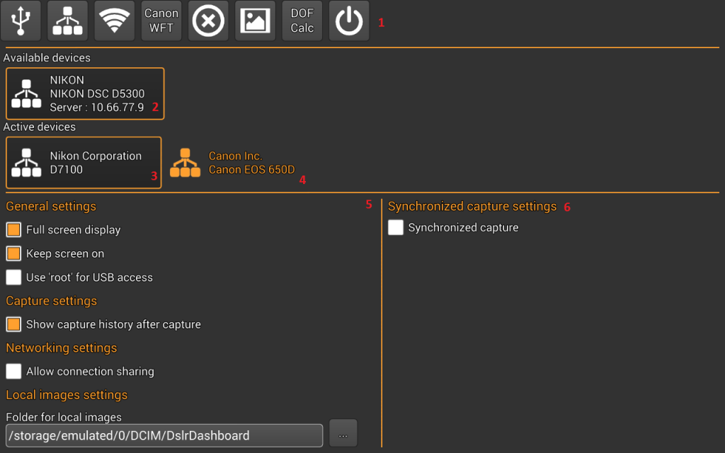 Connection screen | qDslrDashboard